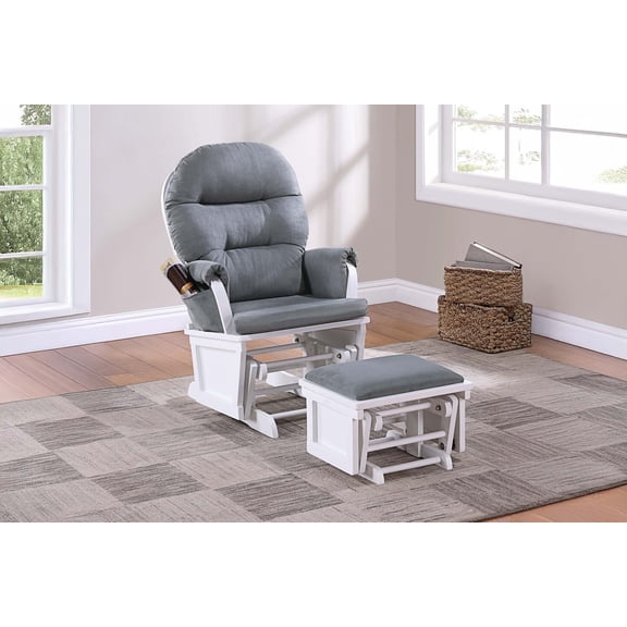 dokea Luxurious Glider Chair w Ottoman - Dark Gray Microfiber Seat