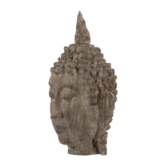 dokea Meditating Buddha Head Sculpture, Large - 6.5x6.3x12 Wood Finish