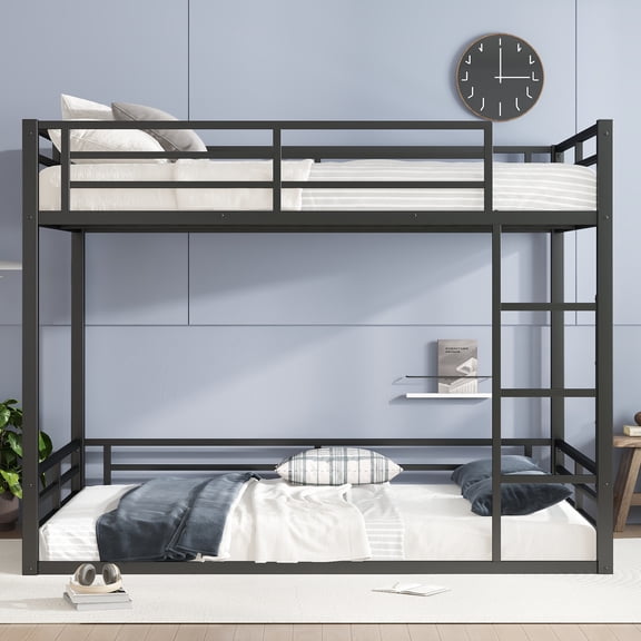dokea Metal Queen over Queen Bunk Bed - Black - Space Saving