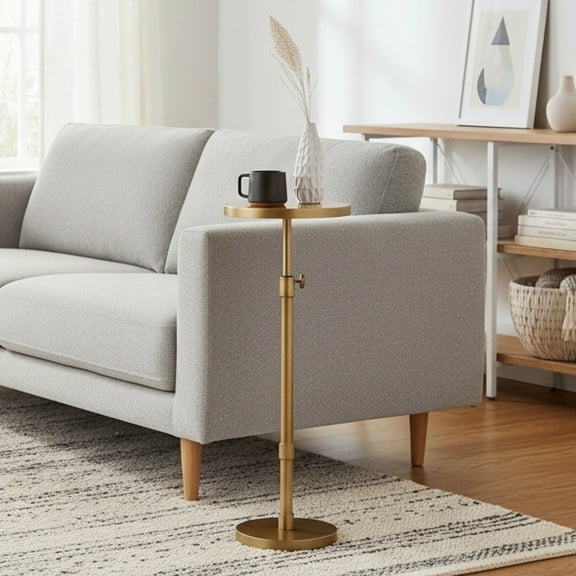 dokea Morven Antique Brass Adjustable Height Accent Table - 22.25" - 30" Piece - End Tables