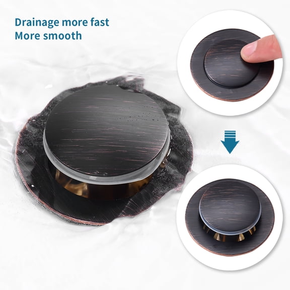 dokea Pop-Up Drain, Stainless Steel, Oil Rubbed Bronze - Vessel Sink Drain with Strainer Basket