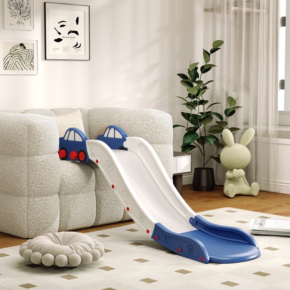 dokea Qaba Toddler Slide - Blue Couch Slide for Bed, Sofa - 63" Long, Easy Assembly