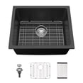 thumbnail image 1 of dokea Quartz Kitchen Sink - 21” x 18” Black Granite Composite Undermount Bar Sink, 1 of 12