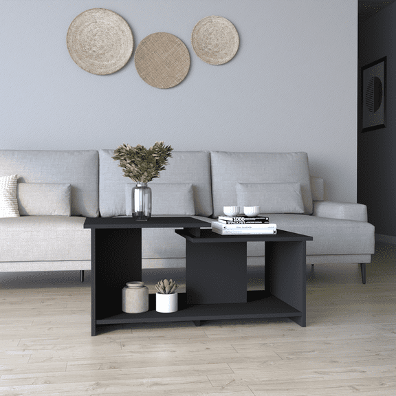 dokea Rochester Coffee Table - Carbon Espresso Finish, Lower Open Shelf - 36"H - Coffee Tables