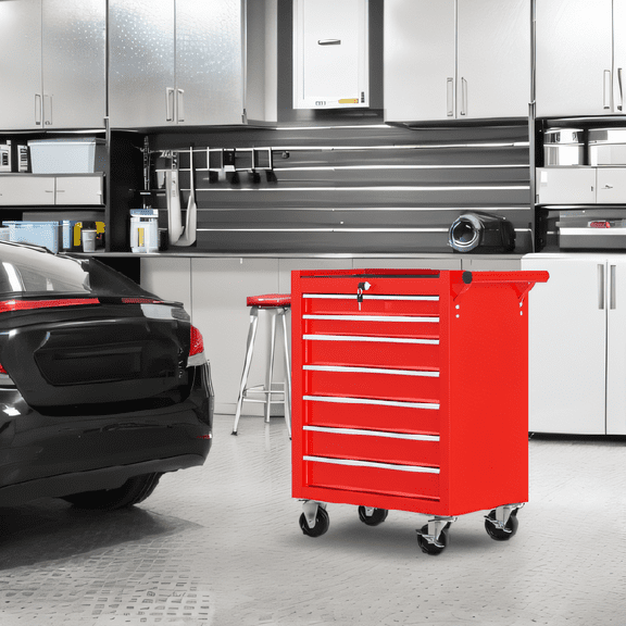 dokea Rolling Tool Chest 7 Drawer Tool Box with Wheels Mechanic Storage Cabinet for Garage Workshop