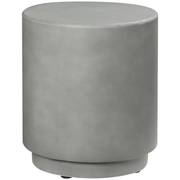 dokea Round Side Table - Light Grey Concrete Accent Table - 14.5" Diameter, 4 Adjustable Feet