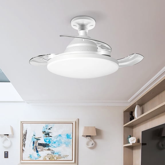 dokea Small Retractable Ceiling Fan with Light & Remote - 6 Speed