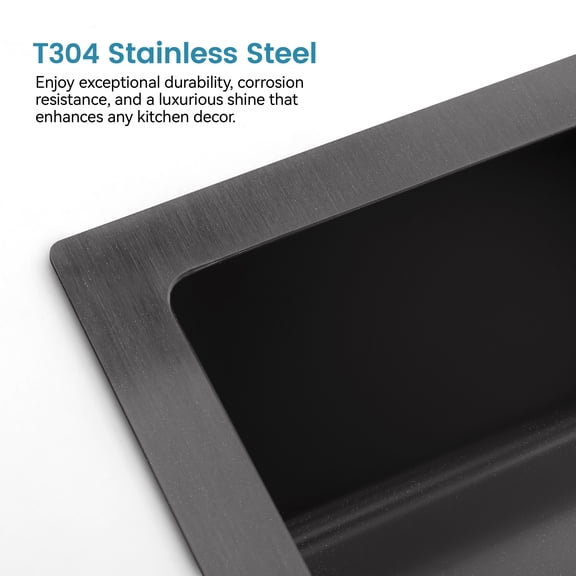 dokea Stainless Steel Kitchen Sink - 33x22 Single Bowl Overmount Black Sink with Drain