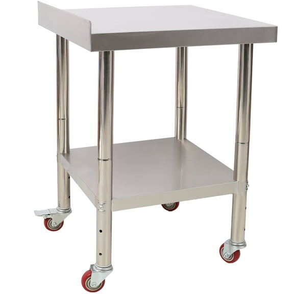 dokea Stainless Steel Prep Table - 24x24" Workstation w/ Backsplash & Casters