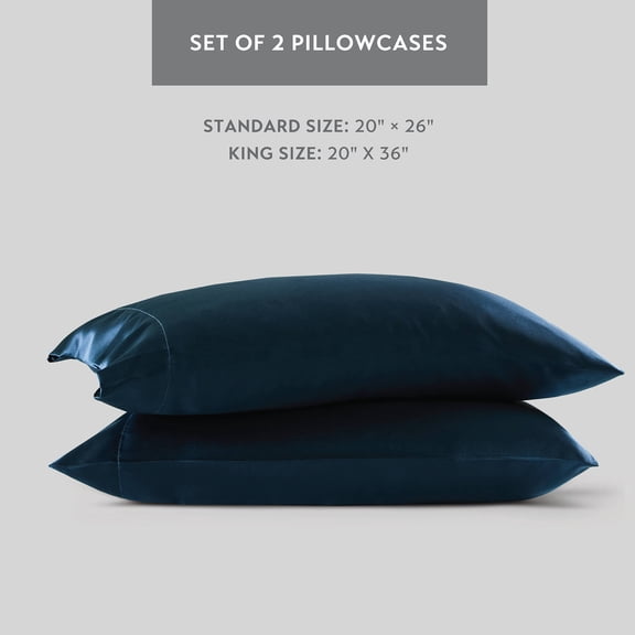 dokea Standard Luxury Pillowcases - 2 Piece Set, Midnight Blue, 20x30 Polyester