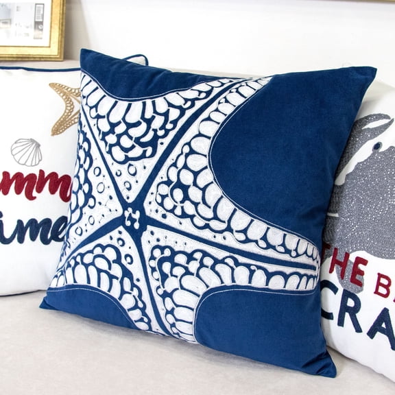 dokea Starfish Pillow Set of 2 - 20x20 Indigo Velvet