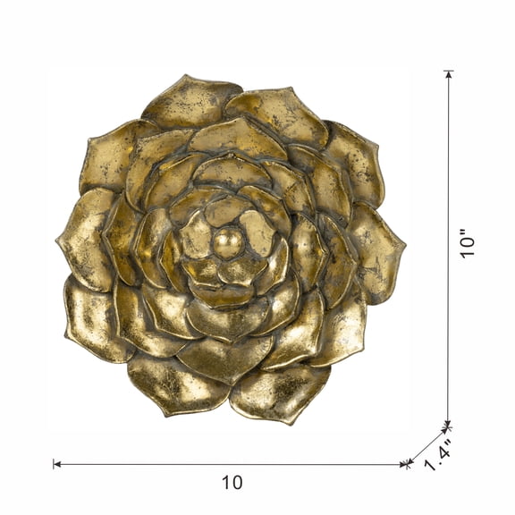 dokea Succulent Wall Plaque, 2 Piece - 10 x 1.4 Gold Resin