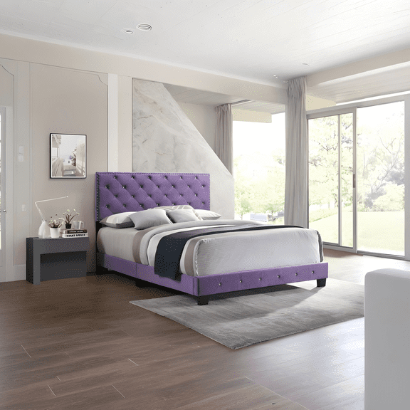 dokea Transitional Purple Full Bed With Support - 77 D - Bold Purple Color