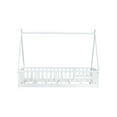 thumbnail image 1 of dokea Twin Tent Bed with Guardrails, White – Teepee Design, 7 Slats, 1 of 20
