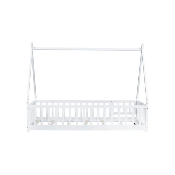 dokea Twin Tent Bed with Guardrails, White – Teepee Design, 7 Slats