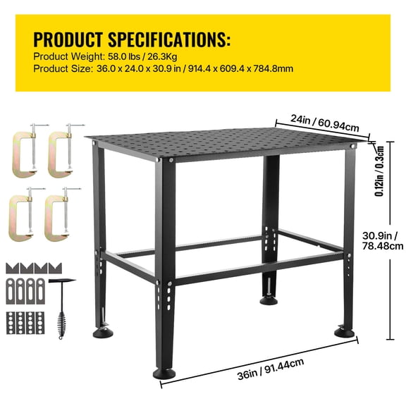 dokea Welding Table 36x24 800LBS Workbench - Steel, Black