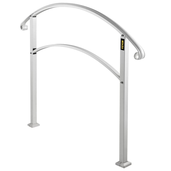 dokea White Wrought Iron Stair Handrail (Fits 1-3 Steps)