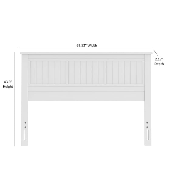 dokea Window Pane Wood Queen Panel Headboard - White