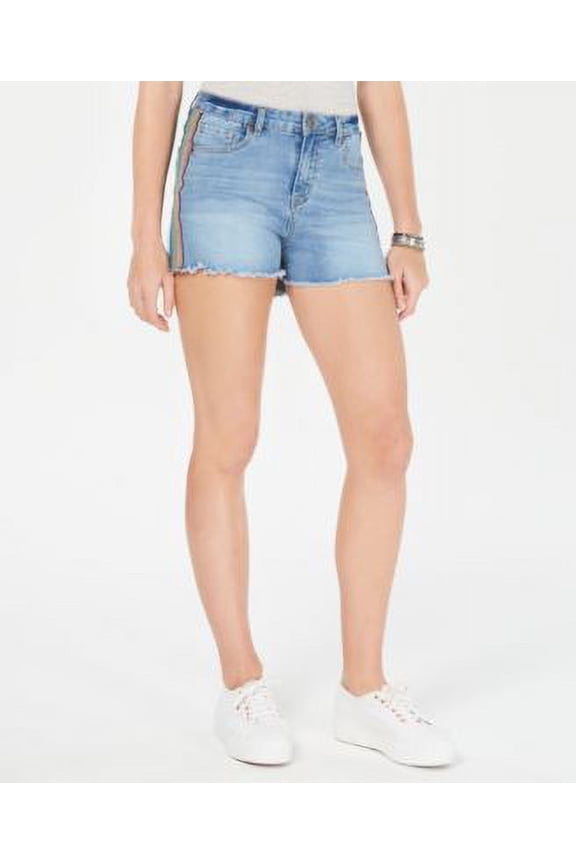 Juniors Denim Rainbow Stripe Cutoff Shorts;15