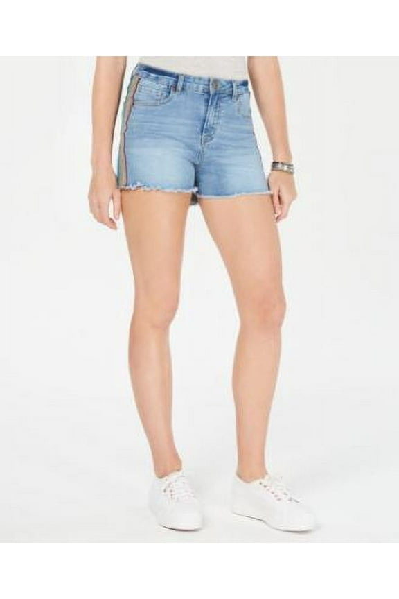 Juniors Denim Rainbow Stripe Cutoff Shorts;7