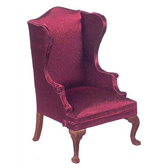 dollhouse miniature furniture fireside black and walnut wing back chair armchair