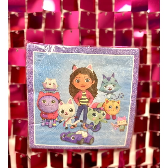 dollhouse party napkins cats doll, party theme purple decor 40pc party decor theme for birthdyay party popular party