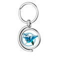 thumbnail image 1 of dolphin mother-child crossing rotating keychain metal keyring holder, 1 of 2