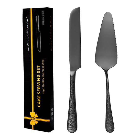dongrere Cake Knife and Server Set, Cake Server and Knife Set of 2 with Stainless Steel Plated Thick Blades, Cake Cutting Set for Wedding, Birthdays, Anniversaries, and Parties