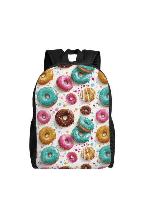 donuts Backpack with 15 Inch Laptop Compartment,Water-Resistant Daypack, Large Capacity Backpack with Adjustable Breathable Shoulder Straps for Daily Use Travel Gym