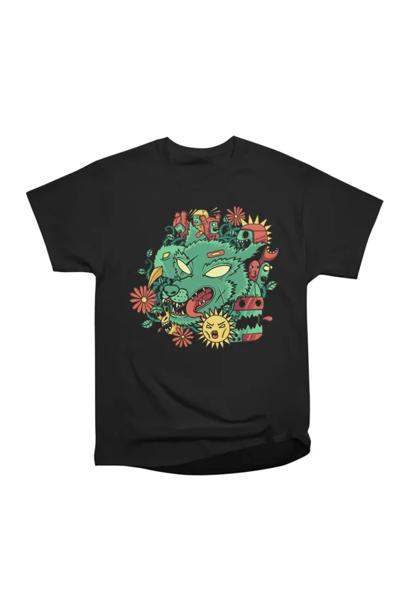 doodle wolf head T-Shirt Tee Gift For Him Merch For Her Apparel For Friend