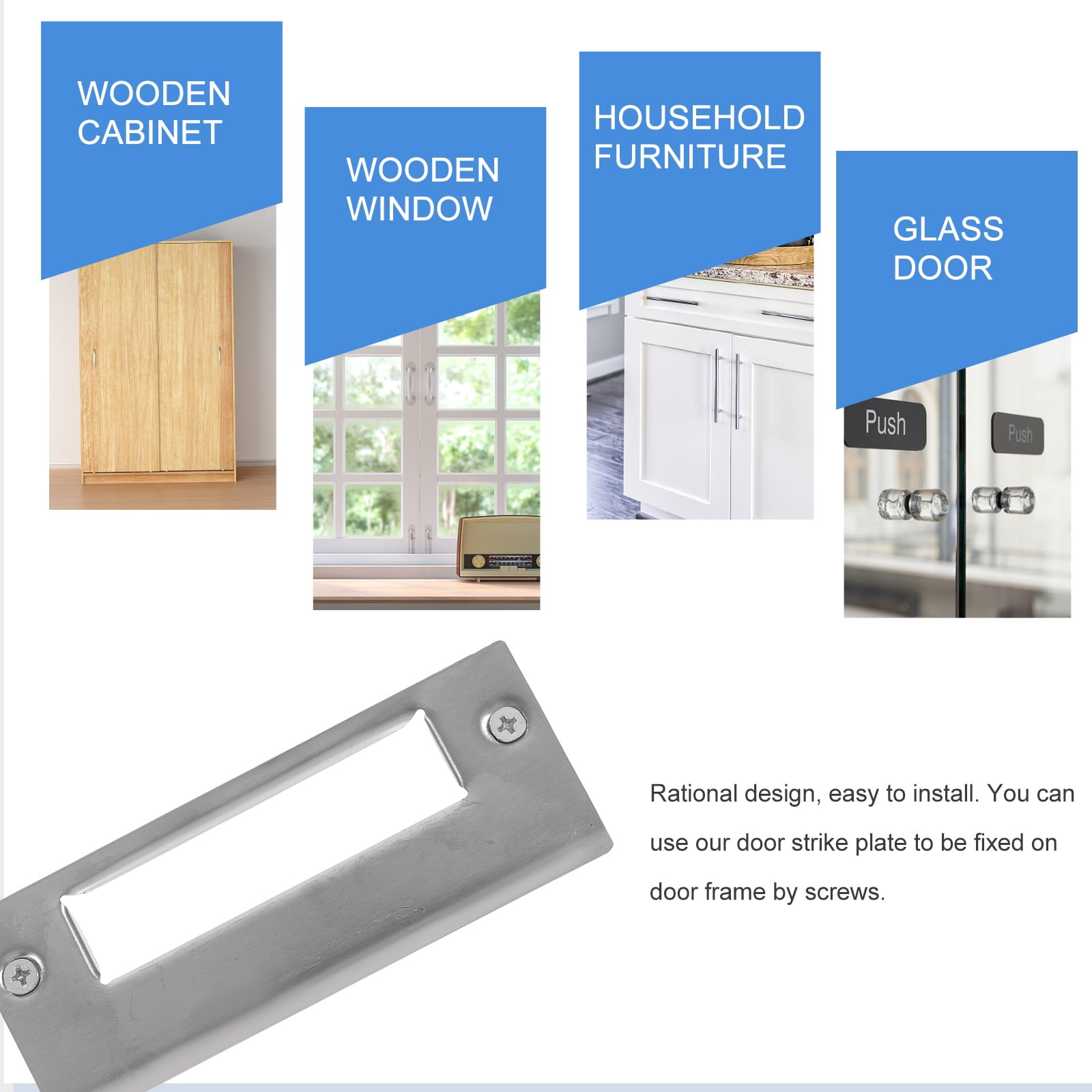 door reinforcement plate 2pcs Deadbolt Strike Plates Door Hole Cover