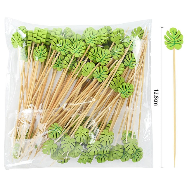 dosil 100Pcs Bamboo Fruit Toothpicks Cute Bear Heart Buffet Foods