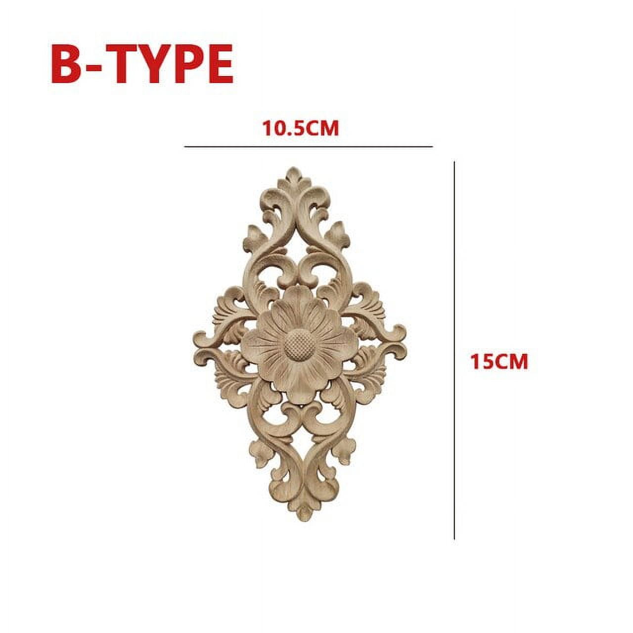 dosil Floral Wood Carved Decor Appliques Onlay Frame Natural Wooden