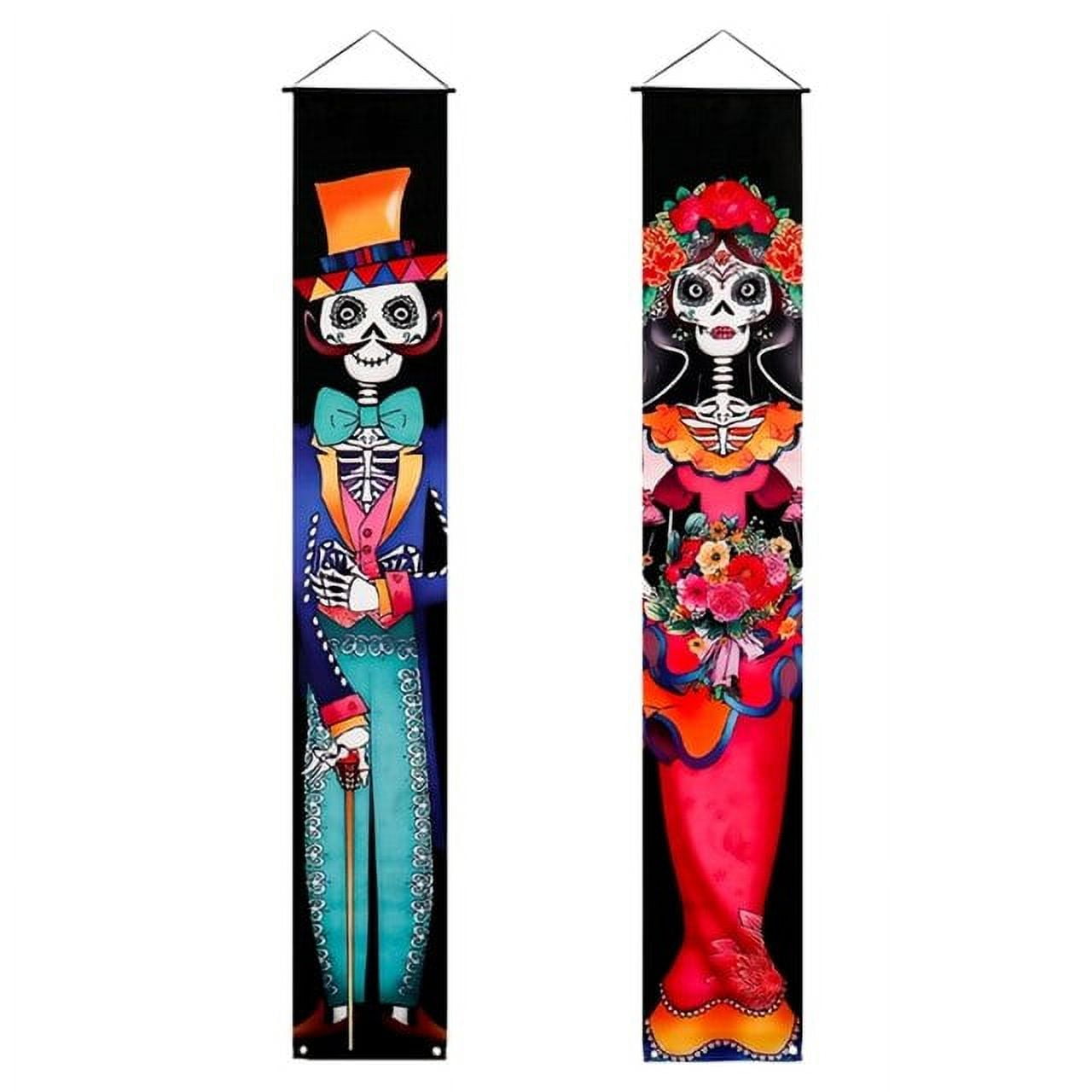 dosil Mexican Day Of The Dead Party Porch Sign Halloween Hanging Door ...