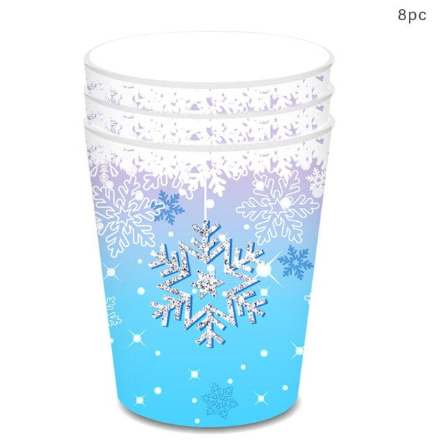 dosil Snowflake Theme Disposable Tableware Blue Snowflake Napkins