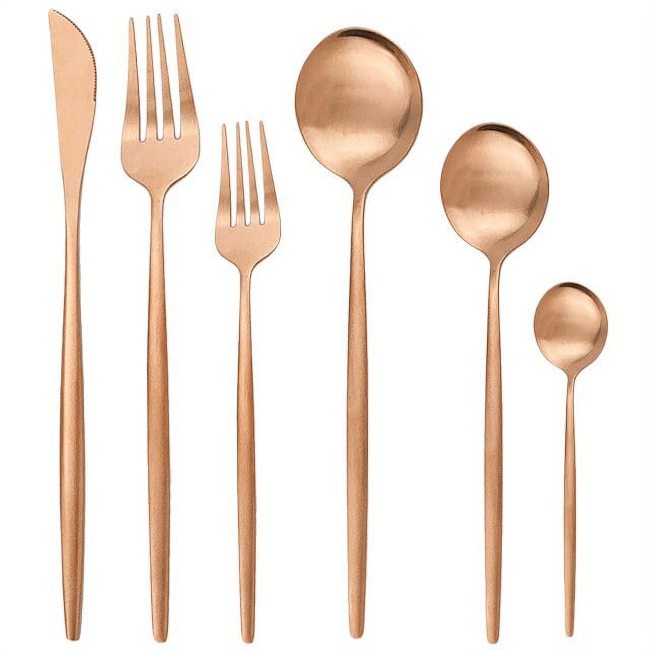 dosili 36Pcs Gold Matte Flatware Cutlery Set Stainless Steel Dinnerware