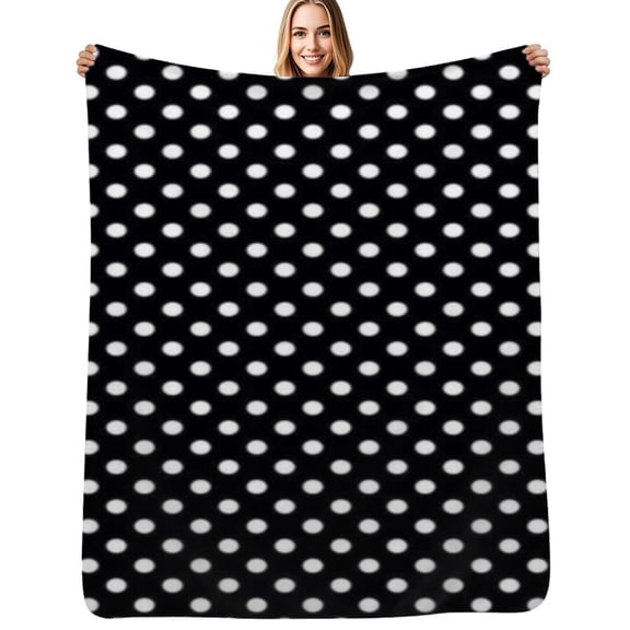 dot pattern black white Soft Blanket Travel Bedding Throws Flannel Bedspread Sofa Bed Cover