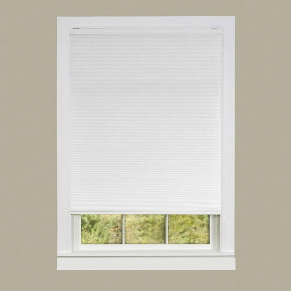 dotyc Honeycomb Indoor Cordless White Polyester Light Filtering Window Cellular Shade, 64" L x 33" W