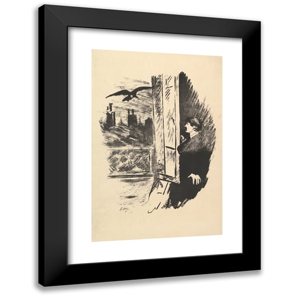 Édouard Manet 11x14 Black Modern Framed Museum Art Print Titled - Open Here I Flung the Shutter. Illustration to the Raven by Edgar Allan Poe (1875)