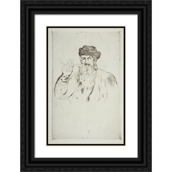 Édouard Manet 11x14 Black Ornate Wood Framed Double Matted Museum Art Print Titled: The Smoker (The Smoker) (1879-82)