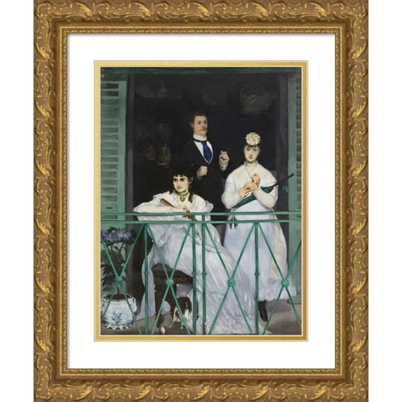 Édouard Manet 11x14 Gold Ornate Wood Frame and Double Matted Museum Art Print Titled - The Balcony (1868-1869)