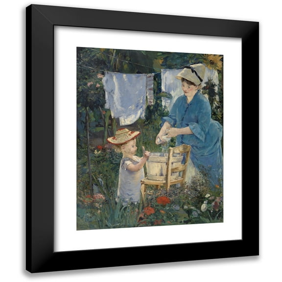 Édouard Manet 12x14 Black Modern Framed Museum Art Print Titled - Laundry (1875)