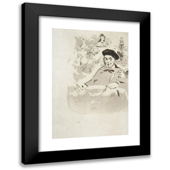 Édouard Manet 13x18 Black Modern Framed Museum Art Print Titled - Frontispece for an Edition of ‘Les Ballades’ by Theodore De Banville (1874)