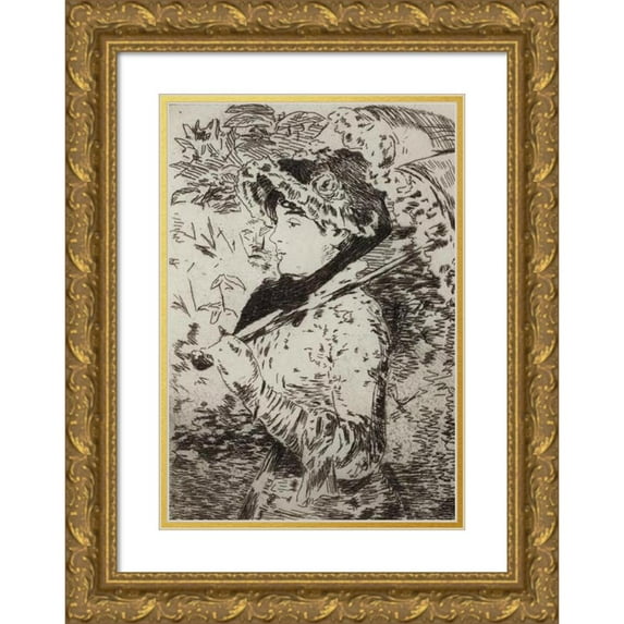 Édouard Manet 13x18 Gold Ornate Wood Frame and Double Matted Museum Art Print Titled - Jeanne, Printemps (1882)