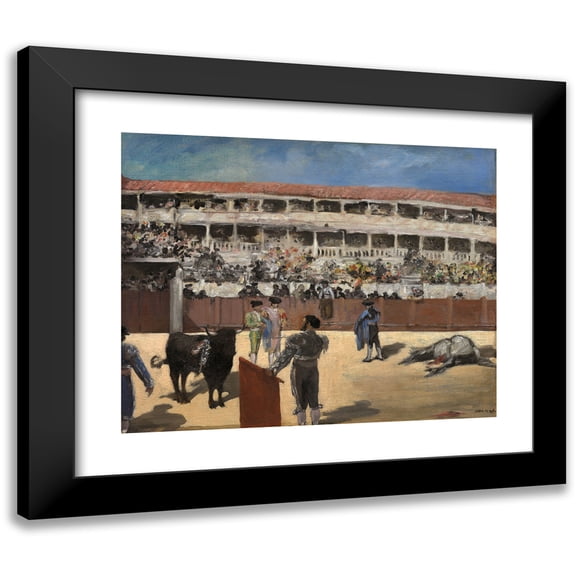 Édouard Manet 14x12 Black Modern Framed Museum Art Print Titled - Bullfight (1865)