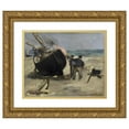 thumbnail image 1 of Édouard Manet 14x12 Gold Ornate Wood Frame and Double Matted Museum Art Print Titled - Tarring the Boat (The Tarmac Boat) (1873), 1 of 4