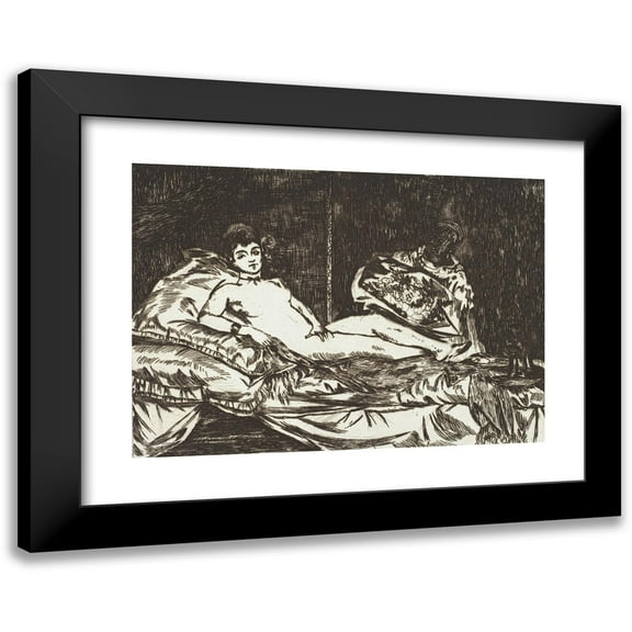 Édouard Manet 18x14 Black Modern Framed Museum Art Print Titled - Olympia (1867)
