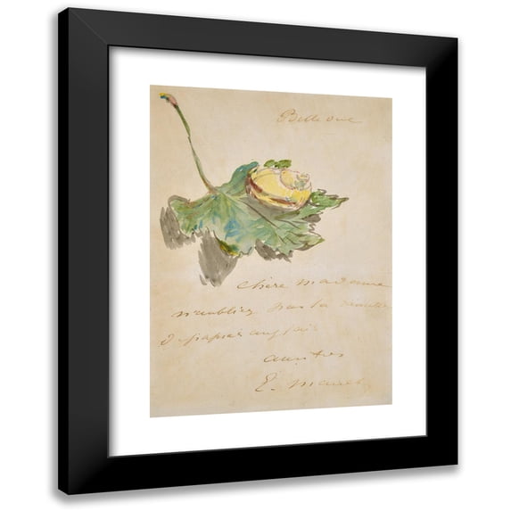 Édouard Manet 18x24 Black Modern Framed Museum Art Print Titled - Letter Decorated with a Snail on a Leaf (1880)