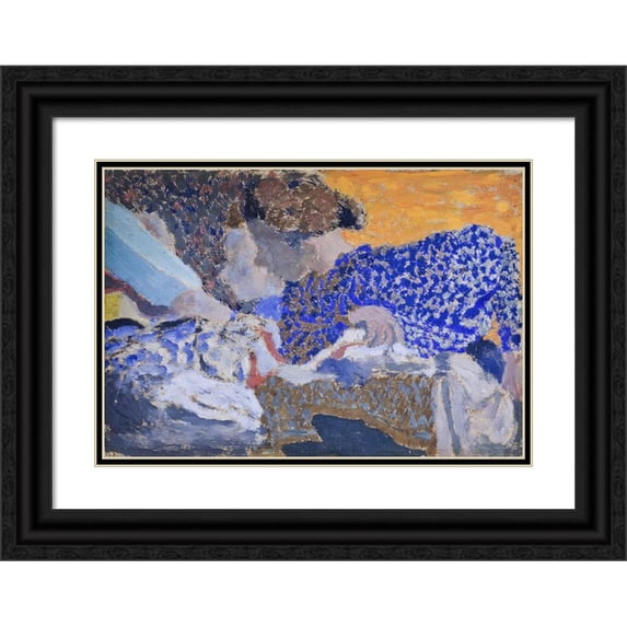 Édouard Vuillard 18x14 Black Ornate Wood Framed Double Matted Museum Art Print Titled - Two Workers in the Sewing Workshop (Two Seamstresses in the Workroom) (1893)