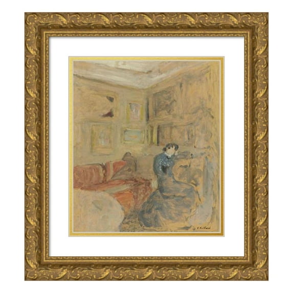 Édouard Vuillard 20x23 Gold Ornate Framed and Double Matted Museum Art Print Titled - Madame Hessel in Her Little Living Room